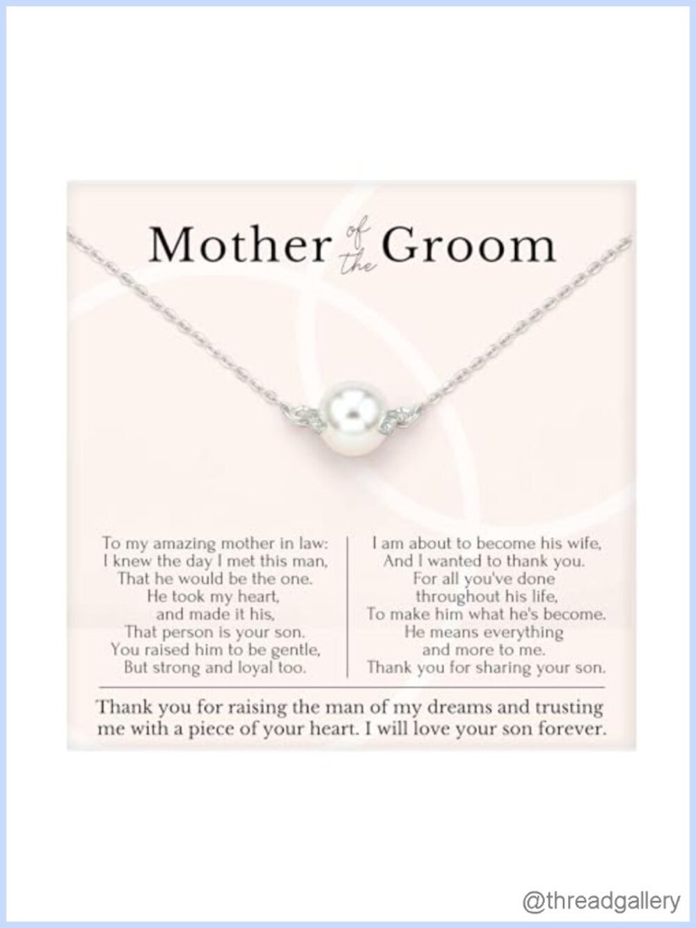 Floating Pearl Necklace 925 Sterling Silver Mother of Groom Gift